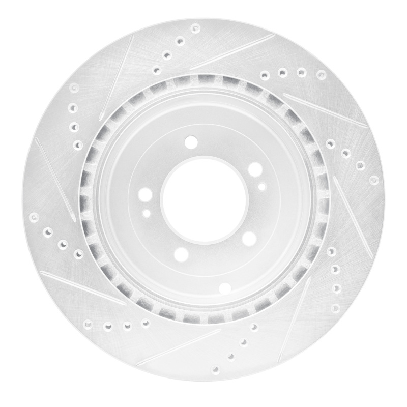 Mitsubishi Lancer Brake Rotor (1) - Rear Right - R1 Concepts - Drilled & Slotted - Silver - `08-`15